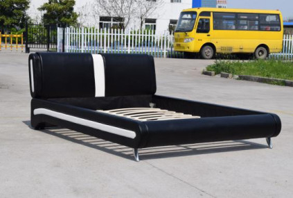 Gepolsterter Doppelbett-Rahmen des Bendwood-Faux-ledernes Bett-OED OMD Schwarzes
