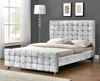 Soem polsterte Grey King Size Bed Crush-Samt-Gewebe-Bett-Rahmen EMC-Zertifikat