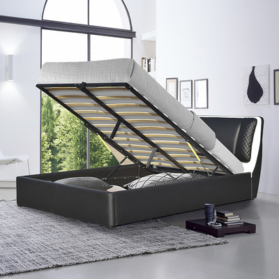 Ledernes Bett-hölzerner Bett-Rahmen SUNNY Classic Black PUs mit Anhebungs-Speicher