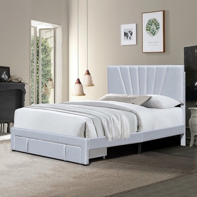 Königin-Größen-Gewebe-ledernes gepolstertes Speicher-Bett ergonomisches Grey Color With Drawer