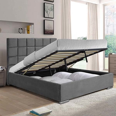 Dunkles Grey Velvet Queen Lift Storage-Bett 140x190cm mit der Erhöhung der Matratze