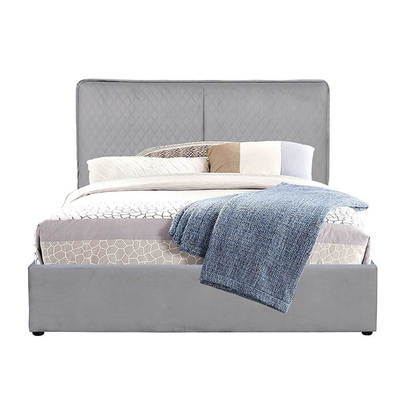 Helle Grey King Size Gas Lift-Speicher-Bett PU überziehen mit doppelter Kissen-Kopfende mit Leder