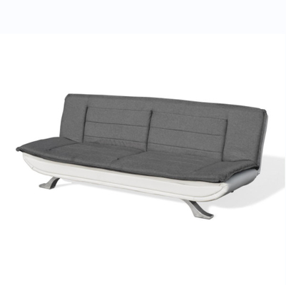 Holzkohlen-Gewebe weißer Faux-lederner büscheliger 3 Sitzer Sofa Bed With Chrome Feet