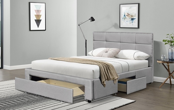 Rahmen Grey Dark Blue Black Linen König-Size Upholstered Bed mit zeichnet