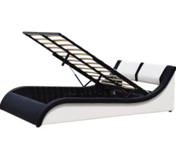 Luftbrücke zeitgenössischer Faux-ledernes Bett kurvte Kopfende-Speicher-Bett