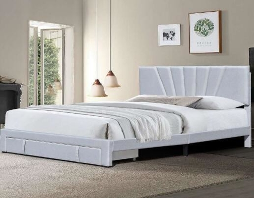 Modernes ledernes Gewebe polsterte Speicherbett Grey Color With Drawer