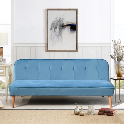 Blaues Sofaschlaf,polsterter moderner Futon-Stuhl, Armloser, bequemer Sofas für das Wohnzimmer