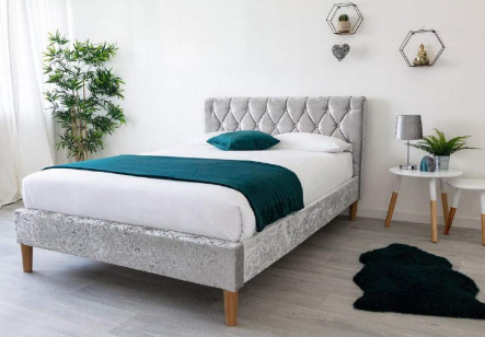 Gepolsterter Sperrholz-Bett-Rahmen mit Dimond-Knopf-Kopfende