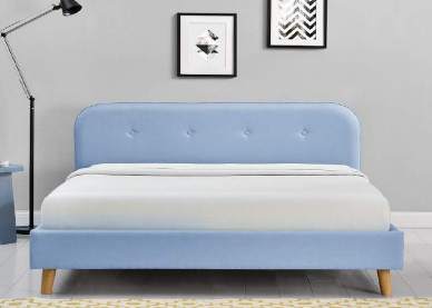 Gewebe gepolsterte Sperrholz-Bett-Rahmen-moderne Mode-blaue Farbe