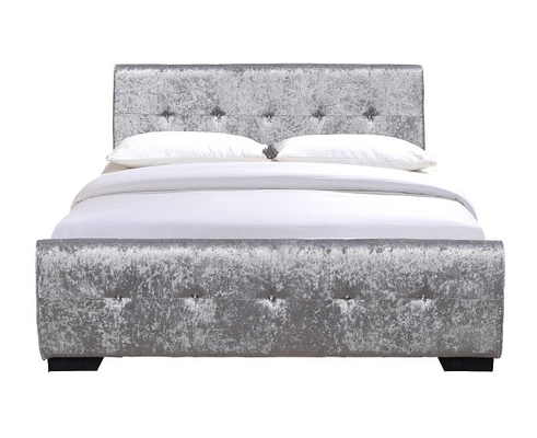 Königin-Größe Grey Upholstered Bed Frame With heftete sich Diamante-Knöpfe auf Kopfende durch