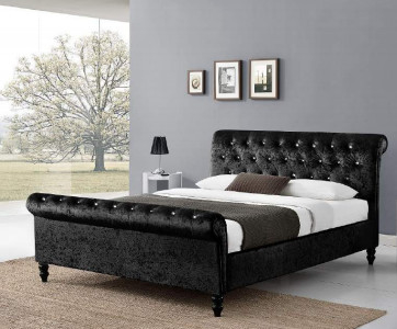 BSCI-Sperrholz Chesterfield-Pferdeschlitten-Bett-Feld polsterte Samt-Doppelt-König