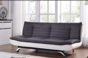 Holzkohlen-Gewebe weißer Faux-lederner büscheliger 3 Sitzer Sofa Bed With Chrome Feet