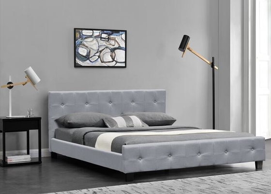 Einfaches Licht Grey Fabric Bed Frame Versammlungs-König-Single Upholstered Bed