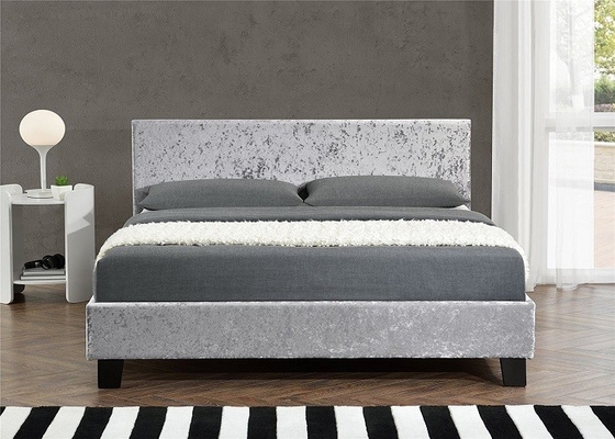 Größen-Polsterbett-Rahmen-Grey Crush Velvet Fabric With-Kopfende der Königin-SF833