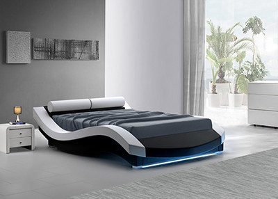 Romantisches Paar-Bett weiches Königin-Größen-Schlafzimmer-Möbel-Sperrholz PUs mit LED-Licht