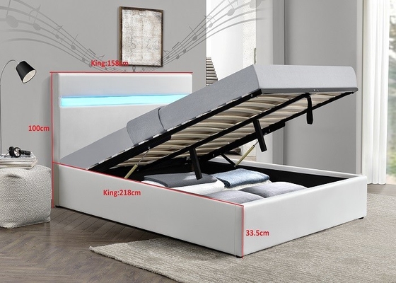 Zerquetschtes Licht Samt-Gasheber-Speicher-Bett-modernes gepolstertes Grey Withs LED