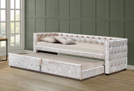 Unterseite 3ft Zerstampfungs-Grey Velvet Daybed With Trundles Tufed