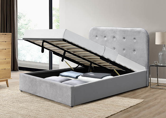 Knopf-Kopfende-Samt- und hölzernes Bett-Rahmen-König Size OEM ODM