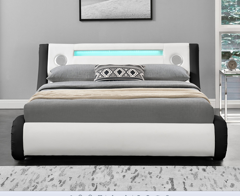 Moderner LED-Polsterbett-Königin-Größen-Plattform-Bett-Rahmen mit Sprechern