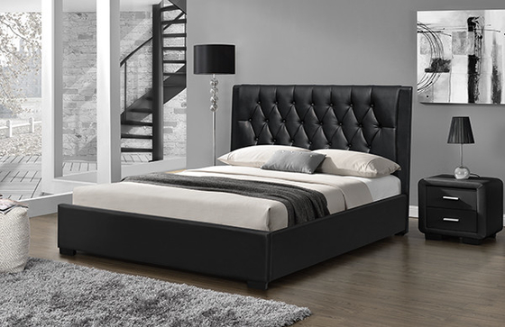 Kopfende-Königin-Bett-Rahmen-Schwarz-Plastikbein 160*200cm PUs büscheliges