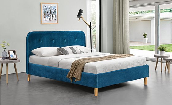 Königin-Bett-Kopfende des Samt-blaues Sperrholz-Bett-Rahmen-BSCI Gewebe gepolsterte
