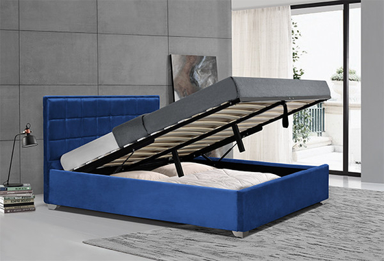 Osmane-Samt-blauer Speicher-Bett-Rahmen mit den Plastikbeinen