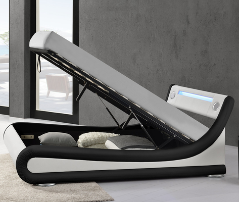 Polsterbett-Rahmen der Plattform-LED mit Bluetooth-Sprecher PU-Schwarzem weiß