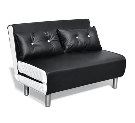 Klappstuhl-Sofa Bed Black White With-Metallbeine PUs lederne