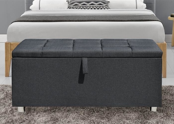 Gepolsterte Gewebe-Speicher-Osmane dunkles Großbritannien Franc Grey Fabric Blanket Box
