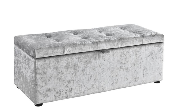 Zerquetschen Sie silbernen Samt-Osmane-Speicher-Kasten-Toy Box For Bedroom Living-Raum