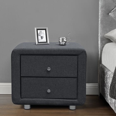 Moderner gepolsterter Gewebe-Nachttisch Leinen-Grey Velvet Nightstand 2 Fächer