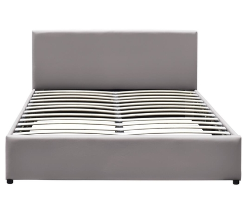 Gasheber-gepolstertes Speicher-Bett-Doppeltes Grey Plywood Faux Leather