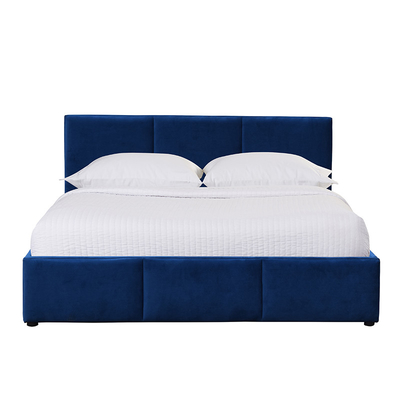 Blue Velvet polsterte Gasheber-Speicher-Bett-König Size Plywood Material