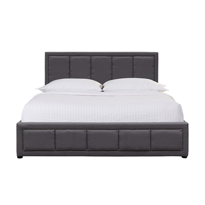 Grey Upholstered Gas Lift Storage-Bett-Königin-Größen-Sperrholz-Material mit Leinenkopfende