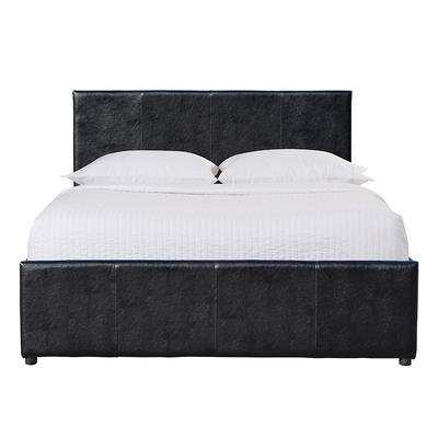 Schwarzer Faux-lederne Speicher-Bett-Rahmen-moderner Entwurfs-Königin-Größe