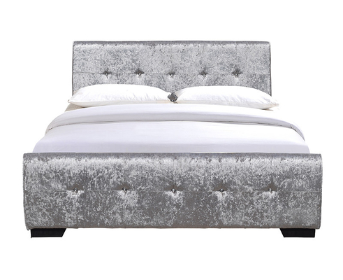 Offener Speicher-Bett Soem-ODM heftete sich Crystal Buttons Silver Crush Velvet-Seite durch