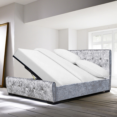 Offener Speicher-Bett Soem-ODM heftete sich Crystal Buttons Silver Crush Velvet-Seite durch