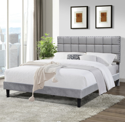 Bett-Rahmen dunkles Grey With Adjustable Headboard Height König-Size Upholstered Platform