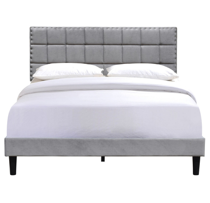 Bett-Rahmen dunkles Grey With Adjustable Headboard Height König-Size Upholstered Platform