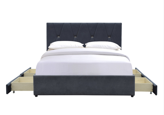 Polsterungs-hölzerne vier Fach-Speicher-Bett-Königin-Größe mit LED-Kopfende