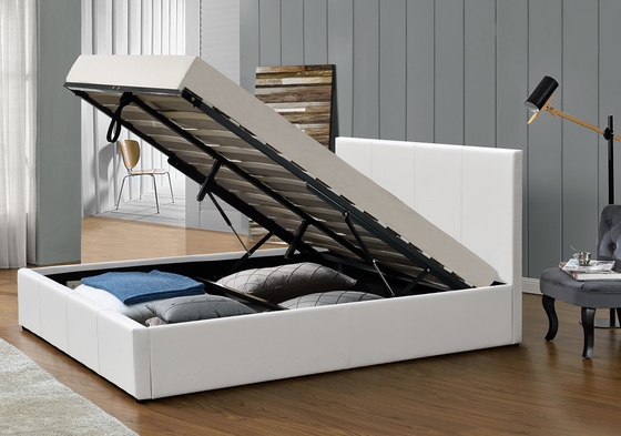 Einfach bauen Sie Sperrholz-Bett-Rahmen Gasheber-Speicher-Bett PUs ledernen gepolsterten zusammen