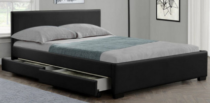 Sonniger LED-Polsterbett-Rahmen mit Speicherfächer schwarzem PU-Gewebe
