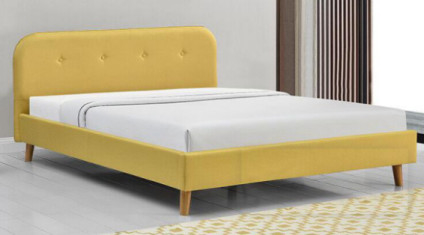Sunny Yellow Linen Fabric Bed-Rahmen gepolstert mit Kopfende CER Bescheinigung