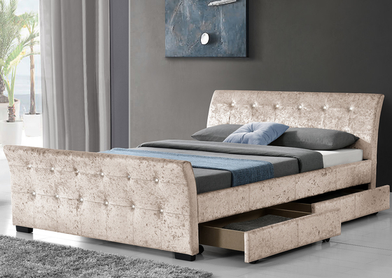 Ledernes Bett europäische Art PUs polsterte Fach-Speicher-Bett-Rahmen des Sperrholz-4