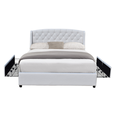 Hölzernes Doppelbett moderne Königin-Größe MDF mit Fach des Magazin-4