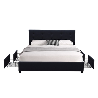 Kopfende-Bett-Rahmen Kalifornien-König-Size Wood Upholstered heftete sich mit Fach des Speichervier durch