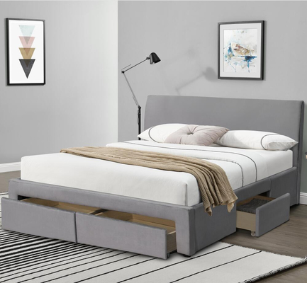Fach 4 versteckt, Speicherbett-Grey Velvet Fabric SGS-Zertifikat schiebend