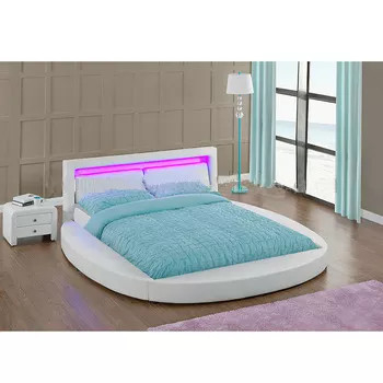Modernes Königin-/Runden-Plattform-Bett der natürlichen Größe romantisch mit LED-Licht