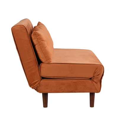 Kleine doppelte Falte Sofa Bed Orange Velvet Upholstered des Sitzer-2 rollen Daybed