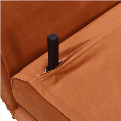 Kleine doppelte Falte Sofa Bed Orange Velvet Upholstered des Sitzer-2 rollen Daybed
